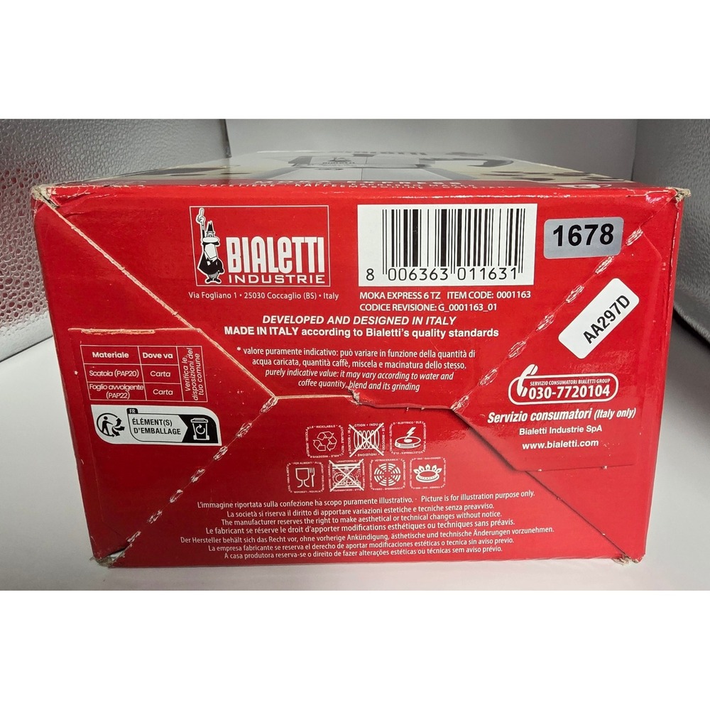 Bialetti Moka Express 6 Cup Stovetop Espresso Maker 275-06 Made In Italy NIB - Picture 12 of 12